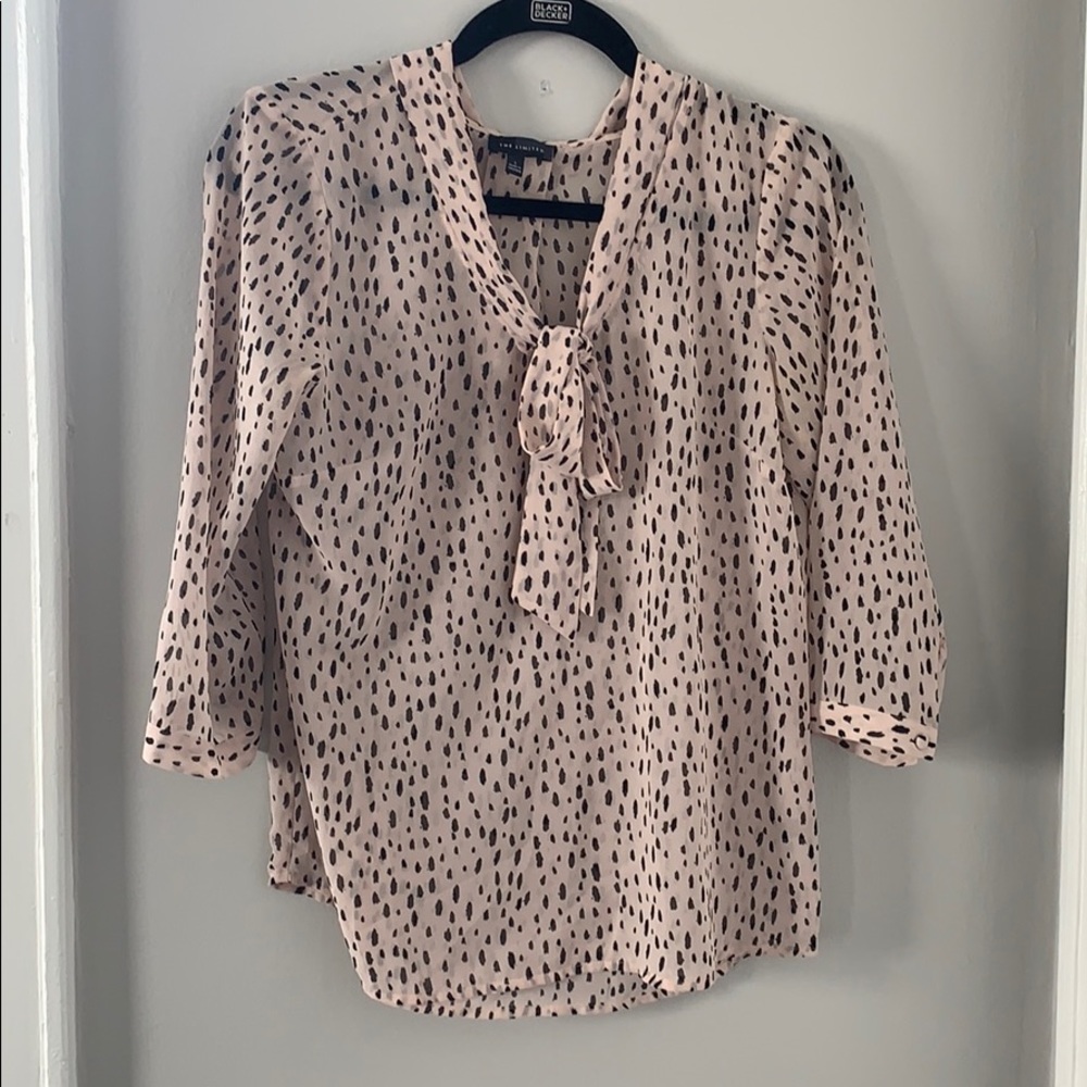 The Limited Sheer Pink Blouse W/Black Cheetah Spot